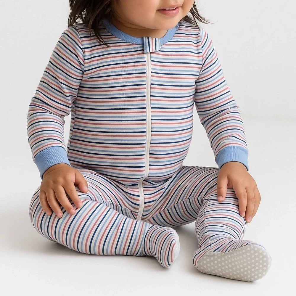 Gerber Baby Striped Zip-Up Footed Sleeper